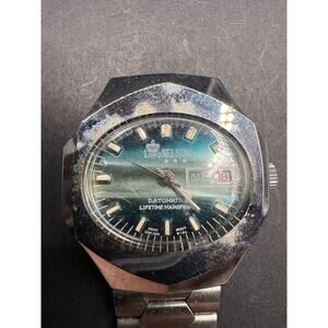 VTG Lord Nelson Datomatic Swiss Movt Lifetime Mainspring Silver Tone Space Dial